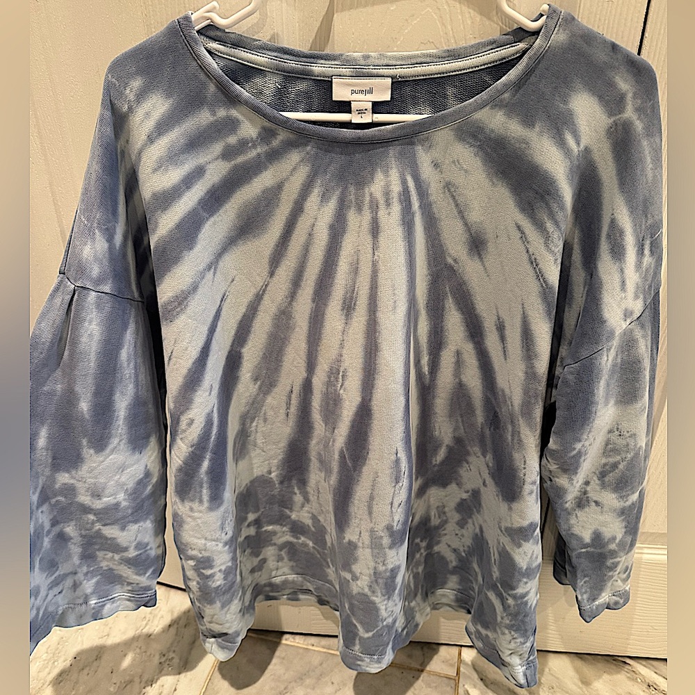 Pure Jill by J.Jill, blue tie dye pullover sweatshirt. Size L
